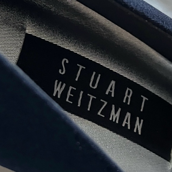 Stuart Weitzman Kitten Heel Navy Satin Pumps SZ 8 1/2 narrow fit - Picture 4 of 10